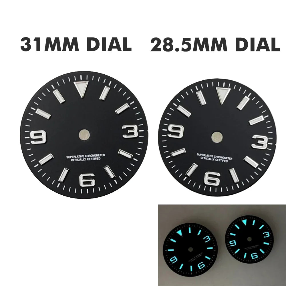 28.5mm/31mm GBW9 Luminous Logbook Surface Watch Dial for NH35A/4R35/NH34/NH36