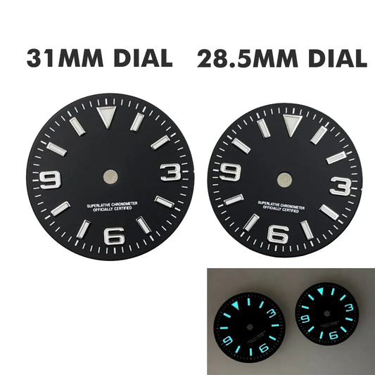 28.5mm/31mm GBW9 Luminous Logbook Surface Watch Dial for NH35A/4R35/NH34/NH36
