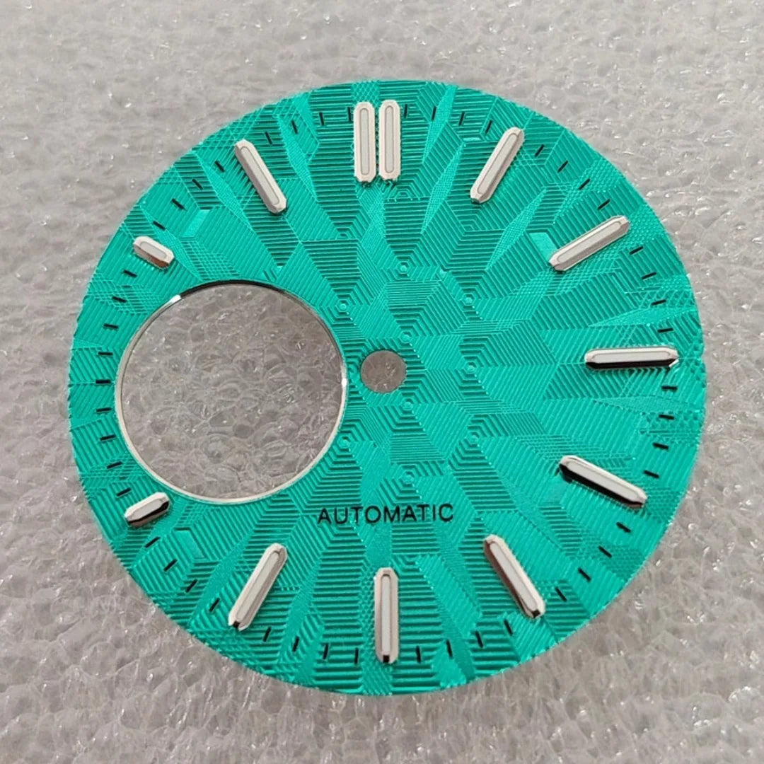 28.5mm Watch Dial Geometric Shapes Texture with Green Luminous for NH38 Movement