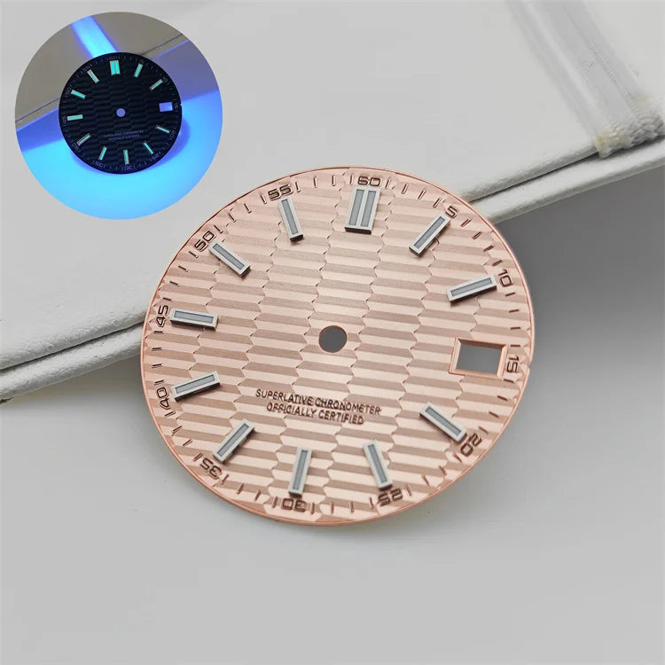 28.5mm Watch Dial Metallic Texture Surface Log BGW9 Luminous for NH35 Movement