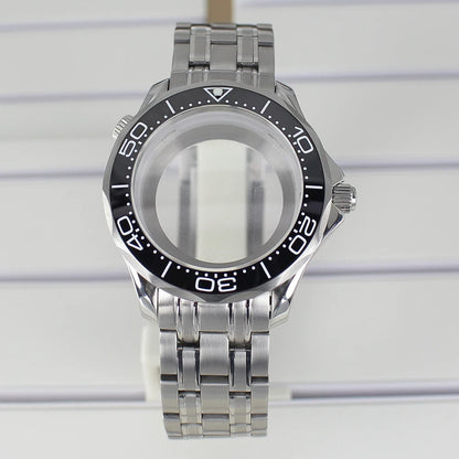 41mm Steel Watch Case Sapphire for Seamaster 300 NH35 NH36 NH38 Transparent Back