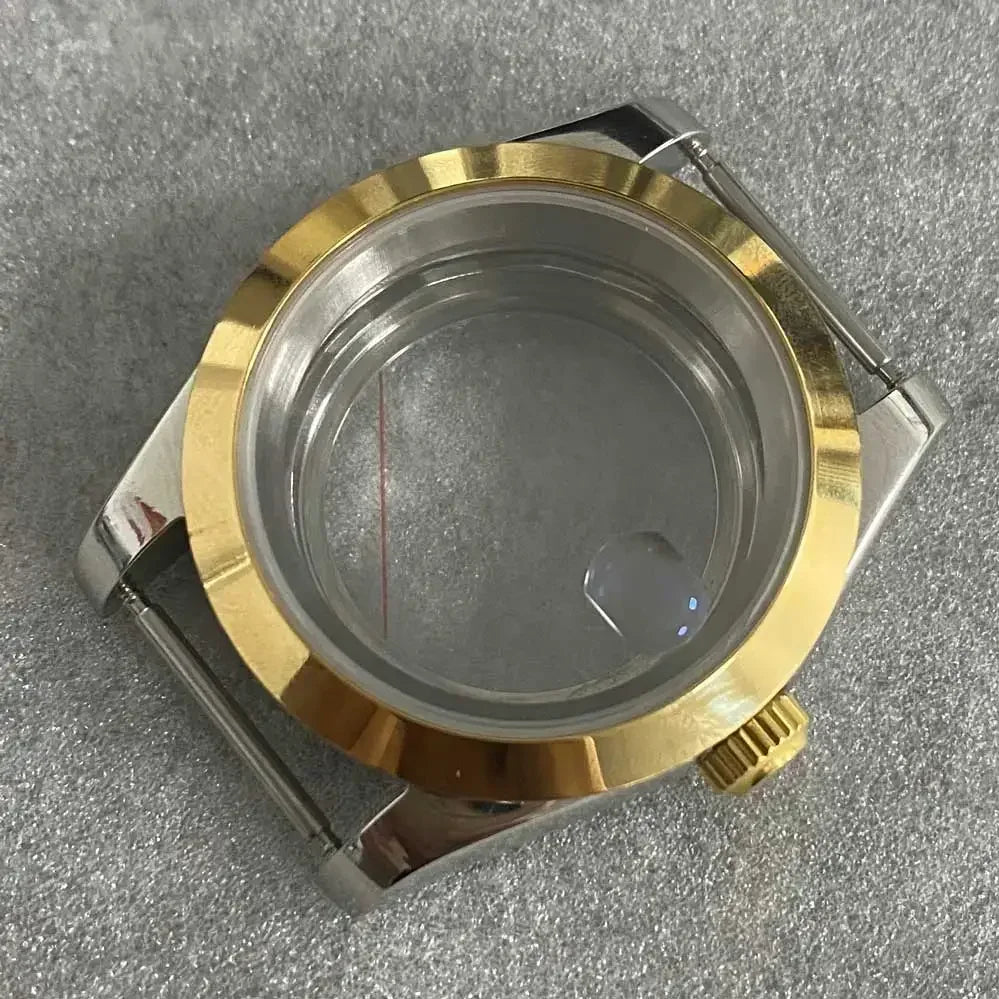 36mm Gold Sliver Fluted Teeth / Bevel Watch Case Sapphire Glass for NH35/NH36/4R