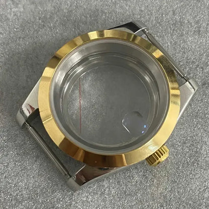 36mm Gold Sliver Fluted Teeth / Bevel Watch Case Sapphire Glass for NH35/NH36/4R