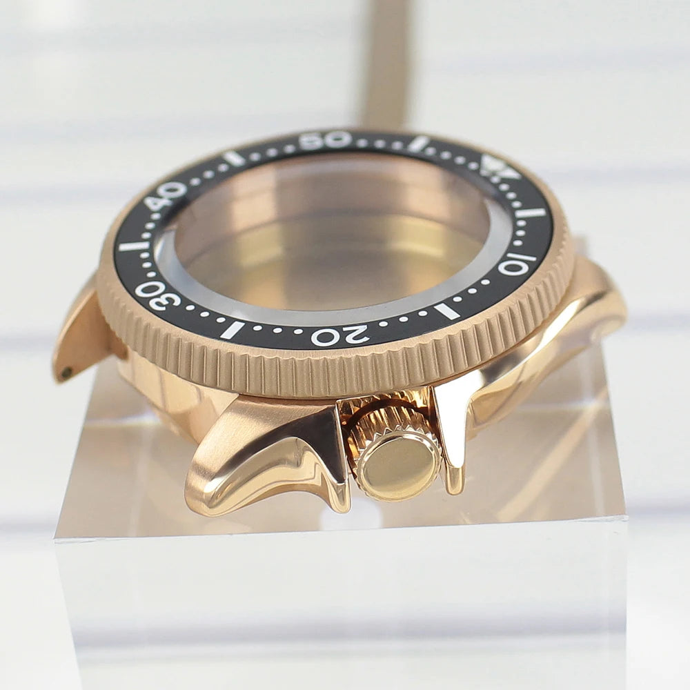 Rose Gold 38mm Watch Case Sapphire Glass Ceramic Bezel For NH35 NH36 4R36 NH35