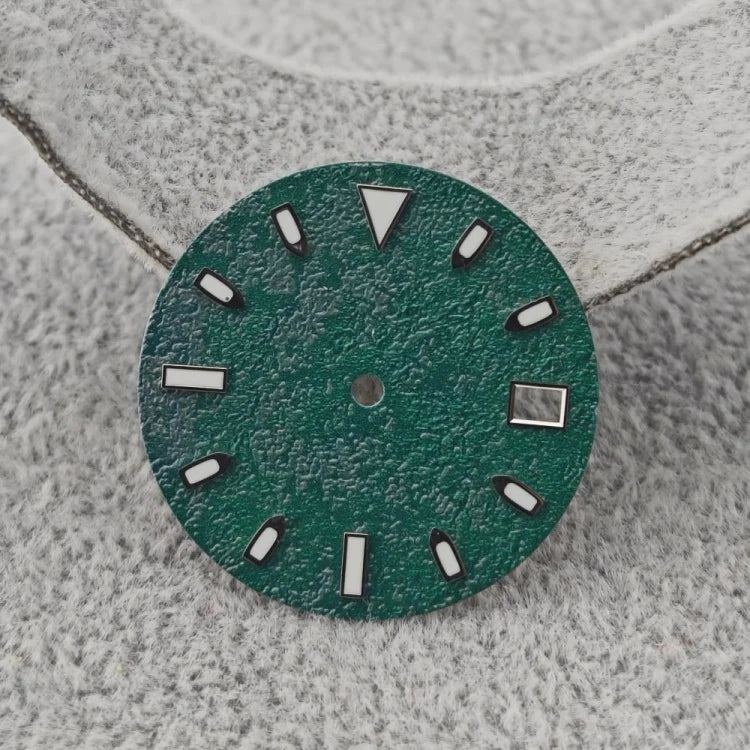 28.5mm Watch Dial Snow Frost Surface Wrinkle Texture Green Luminous for NH35