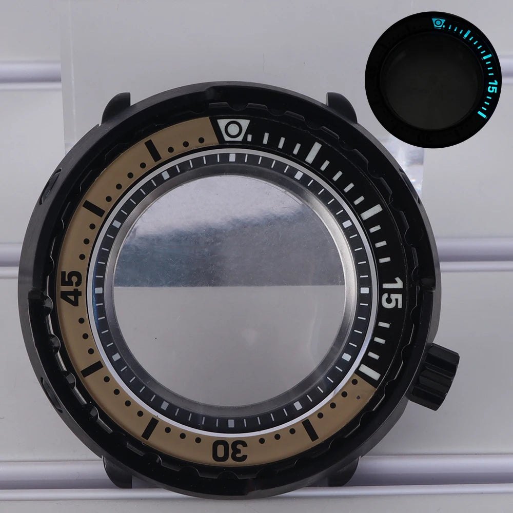 47mm Diver Watch Case Luminous Bezel For NH35 NH36 NH34 NH38 4R36 Tuna Can Mod
