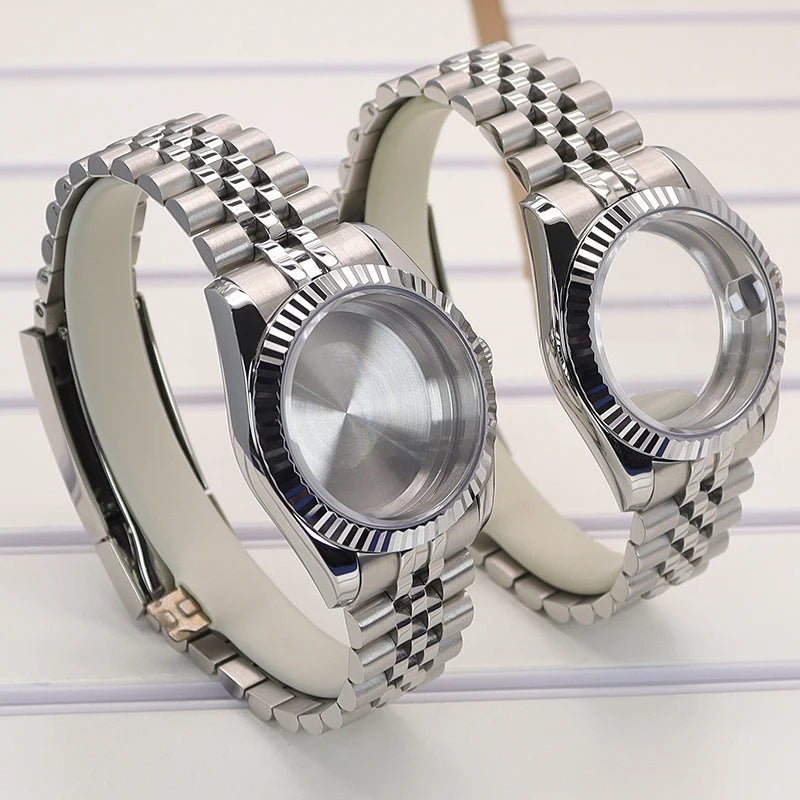 36/39mm Sapphire Case Fluted Curved Bezel For NH35 NH36 NH38 Miyota 8215 8205