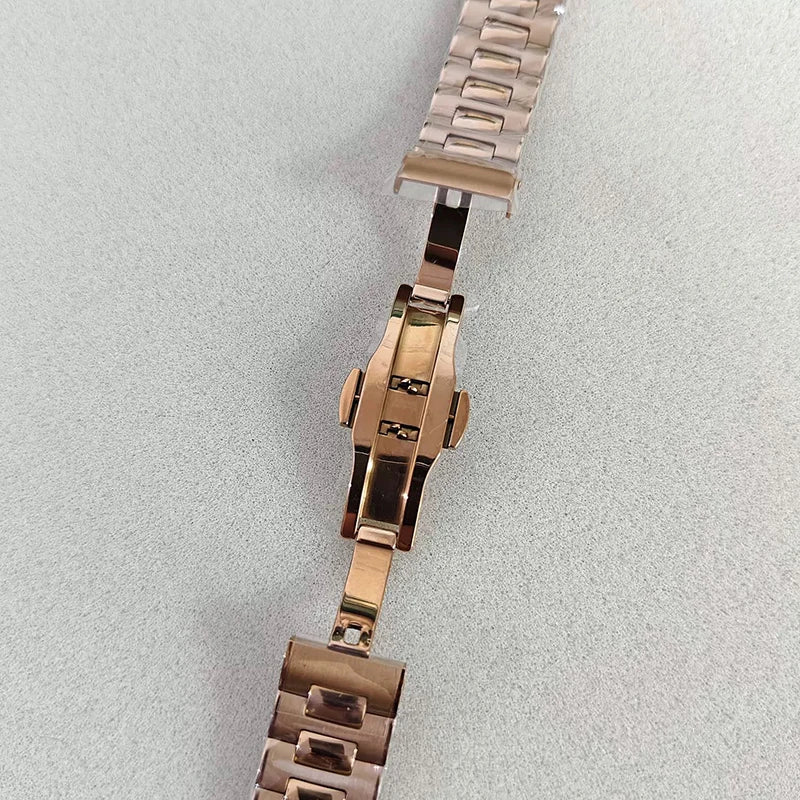 41mm Silver Watch Case+Strap Diamond inlaid Material Waterproof Fit NH35/NH36