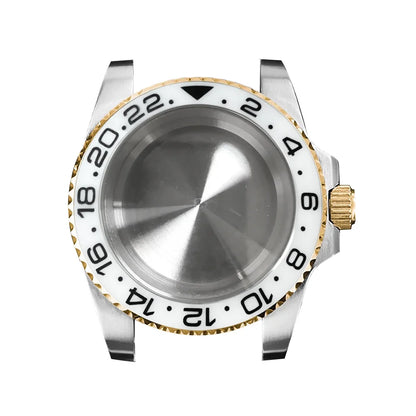 316L Watch Case 40mm Gold Edge Sapphire Flat Glass for NH35/ NH36 Modification