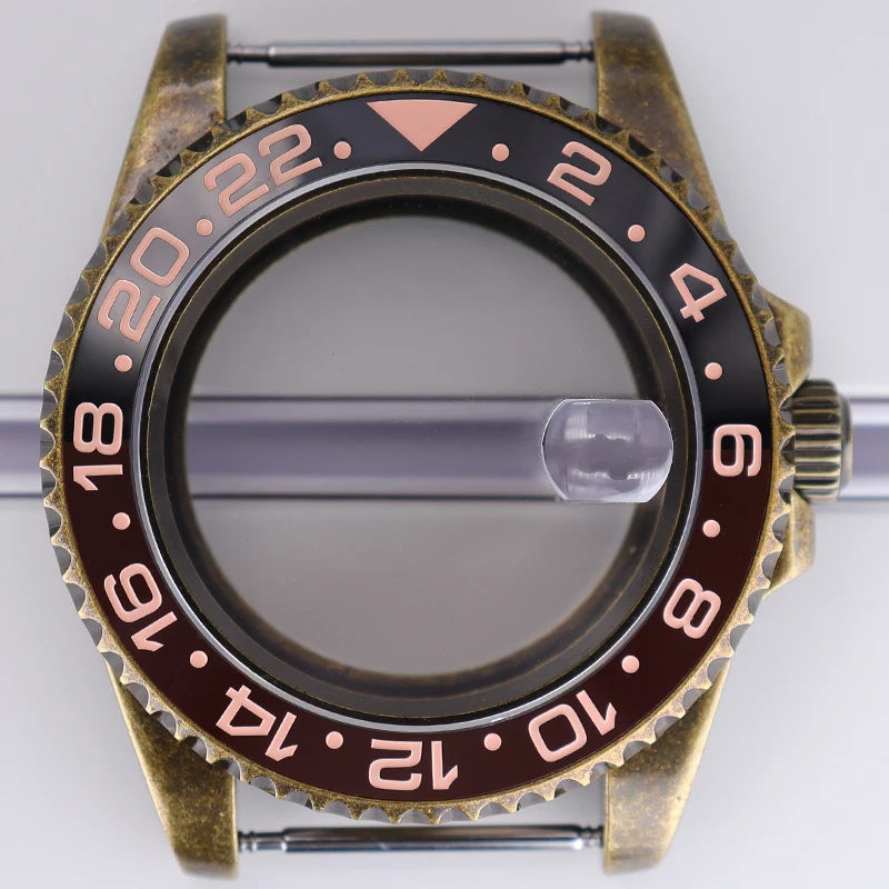 40mm Bronze SUB Watch Case Bezel For NH35/36 GMT NH34/38 4R36 Sapphire Crystal