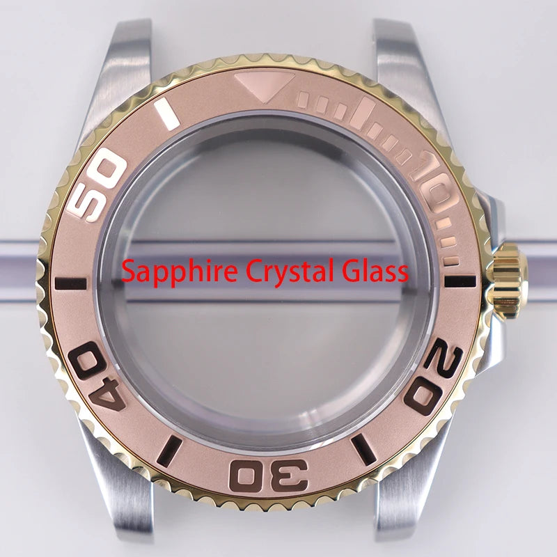 40mm Watch Case Sapphire Glass For NH35 NH36 34 8215 2824 PT5000 Fit 28.5mm Dial