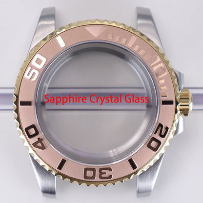 40mm Watch Case Sapphire Glass For NH35 NH36 34 8215 2824 PT5000 Fit 28.5mm Dial