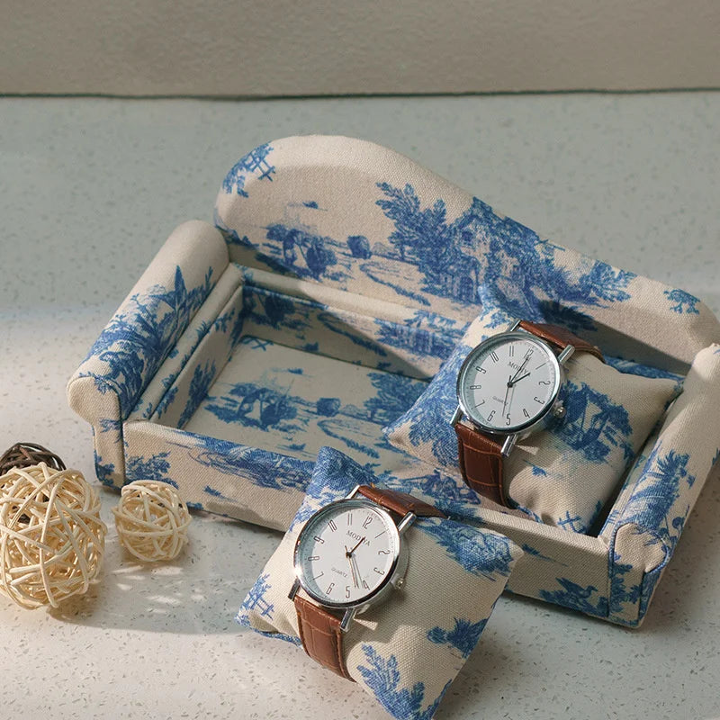 Blue Sofa Shape Watch Holder Stand Large Size for Jewelry Store Window Display Decor