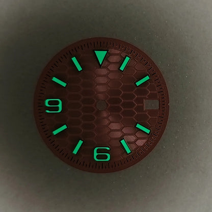 28.5mm Watch Dial Honeycomb Pattern Green Luminous for NH35 Movement