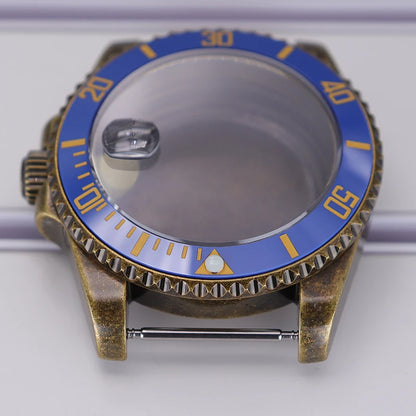 Bronze 40mm Watch Case Ceramic Bezel For SUB NH35/36/34/38/70 Sapphire Glass