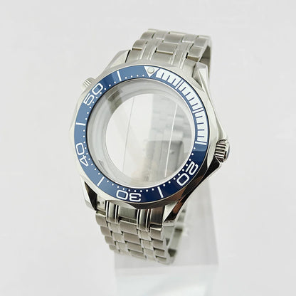 42MM Diving Watch Case Sapphire Glass Unidirectional Rotating Bezel For NH35