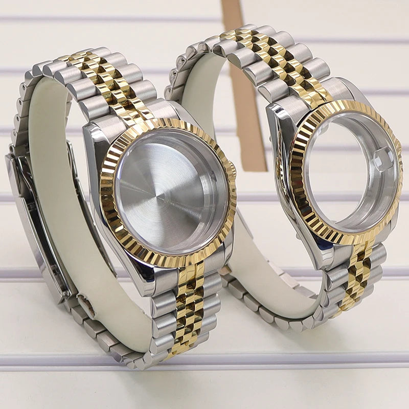 36/40mm Fluted Watch Case Sapphire Glass For NH35/36 Miyota 8215 28.5mm Datejust