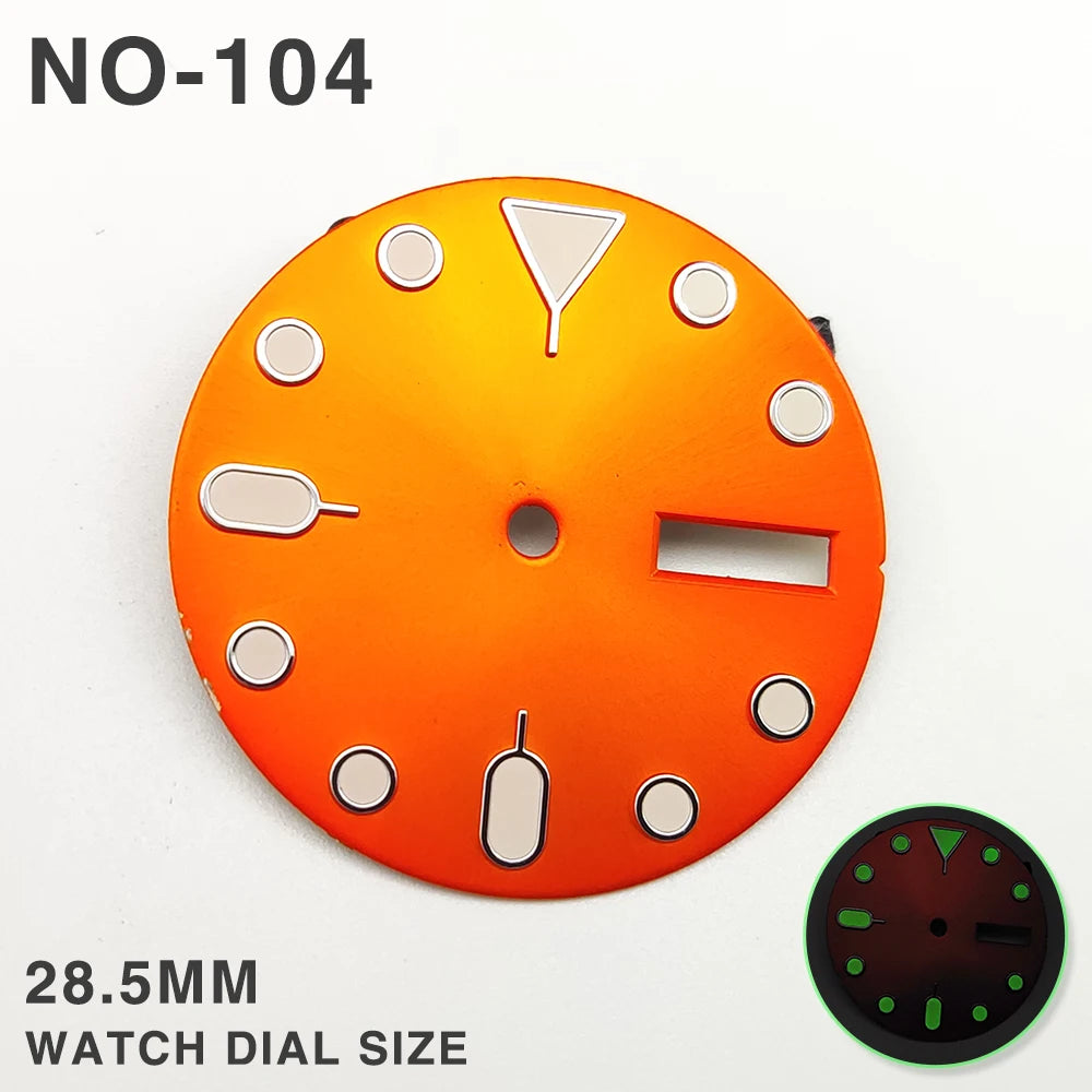 29MM Watch Dial Green Luminous with Dual Calendar Date Surface for NH36/4R