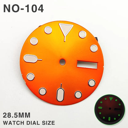 29MM Watch Dial Green Luminous with Dual Calendar Date Surface for NH36/4R
