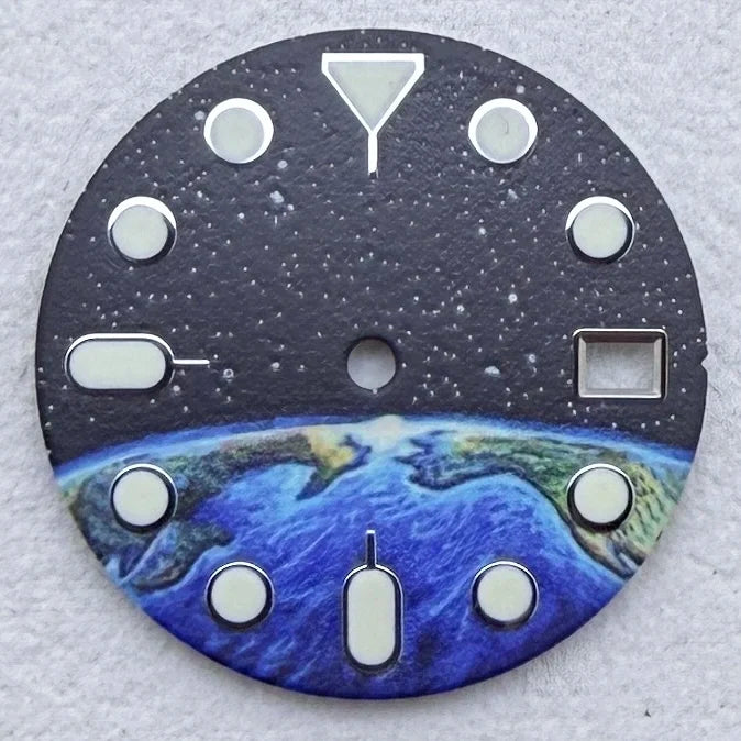 28.5mm S Logo SKX Minute Number Watch Dial Green Luminous Fit NH35/NH36/7S/4R