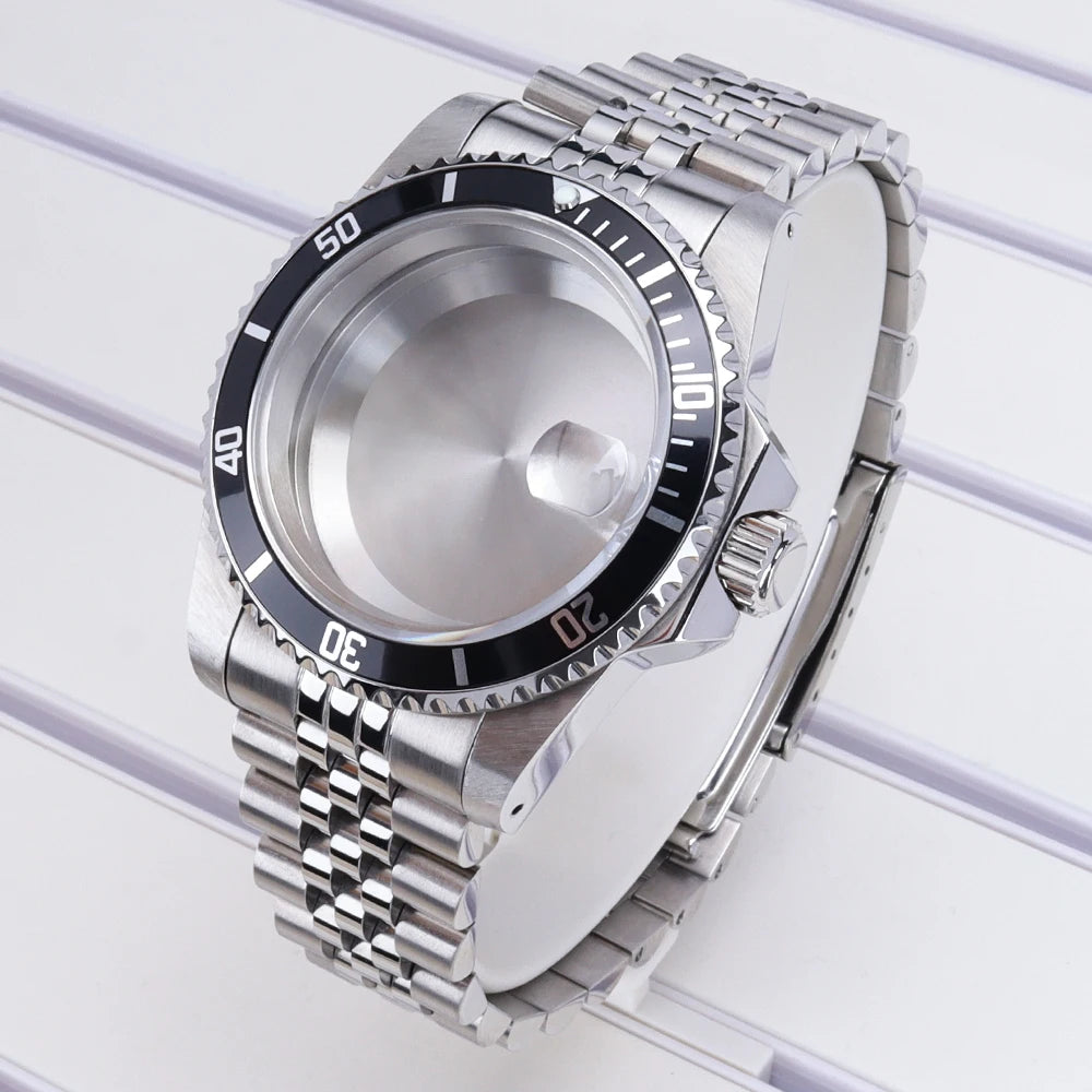 38mm Diving Steel Watch Case Sapphire For NH35 NH36 NH34/38 NH70 For Retro SUB