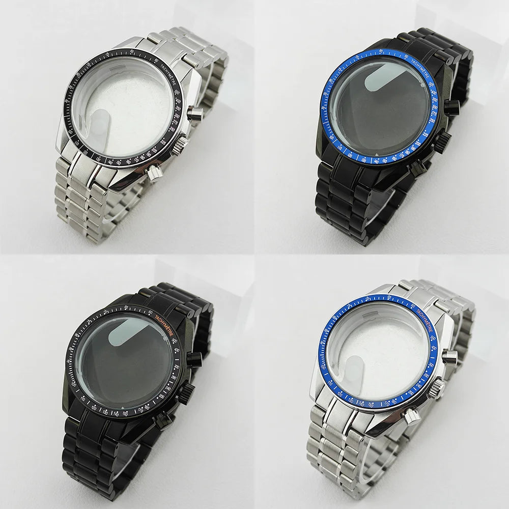 39.7mm Case 20mm Strap for VK63 Watch Head Silver Black Assembled Case Moon Case