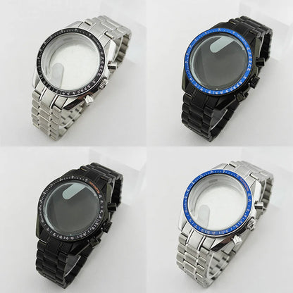 39.7mm Case 20mm Strap for VK63 Watch Head Silver Black Assembled Case Moon Case