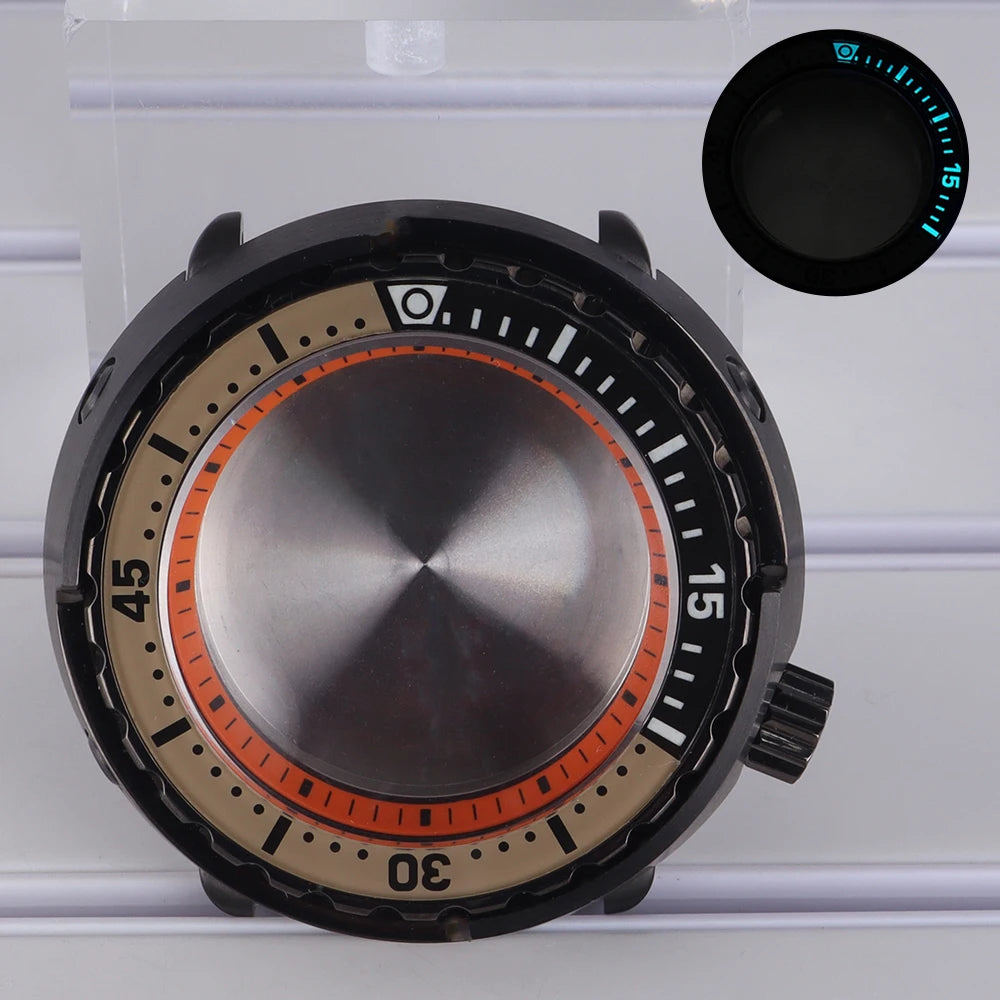 47mm Watch Case Sapphire Crystal For NH35/36 NH38 Modified Tuna Canned C3 Bezel