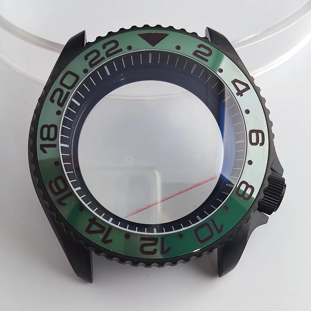 Case 41.5mm Convex Sapphire Glass Ceramic Bezel Stainless Steel Black Matte Waterproof Case Fit NH 35 NH36 Movement Case