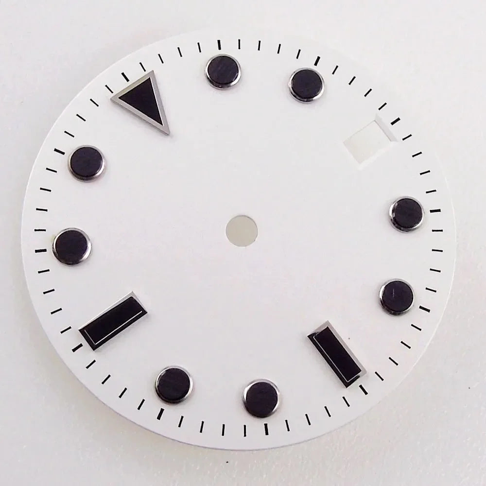 28.5mm Black White Face Single Calendar Submarine Dial For NH34 NH35 NH36