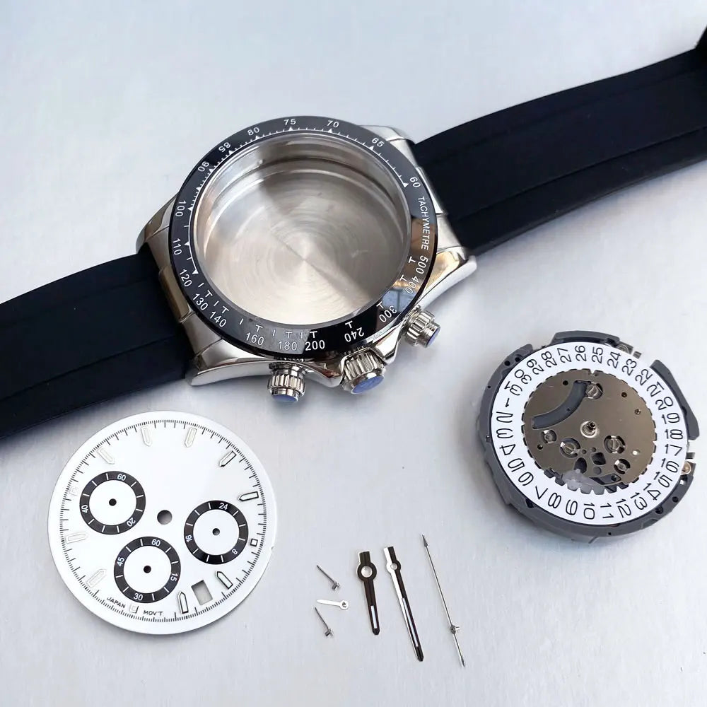 39mm Steel Case+Dial+movt+band with Sapphire Glass Set for VK63 VK64 Movement
