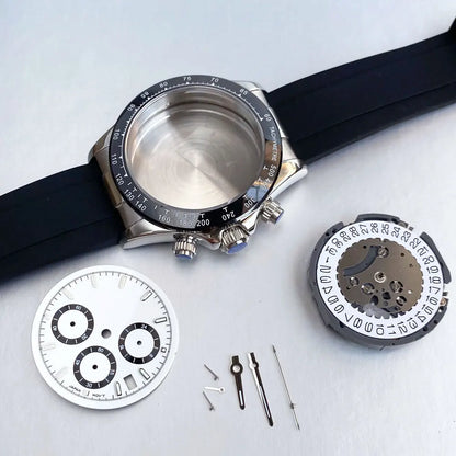 39mm Steel Case+Dial+movt+band with Sapphire Glass Set for VK63 VK64 Movement