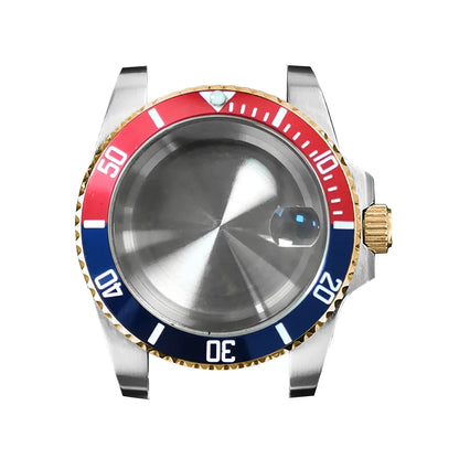 40mm Steel Gold Edge Watch Case Sapphire Date Magnifying Glass for NH35/NH36