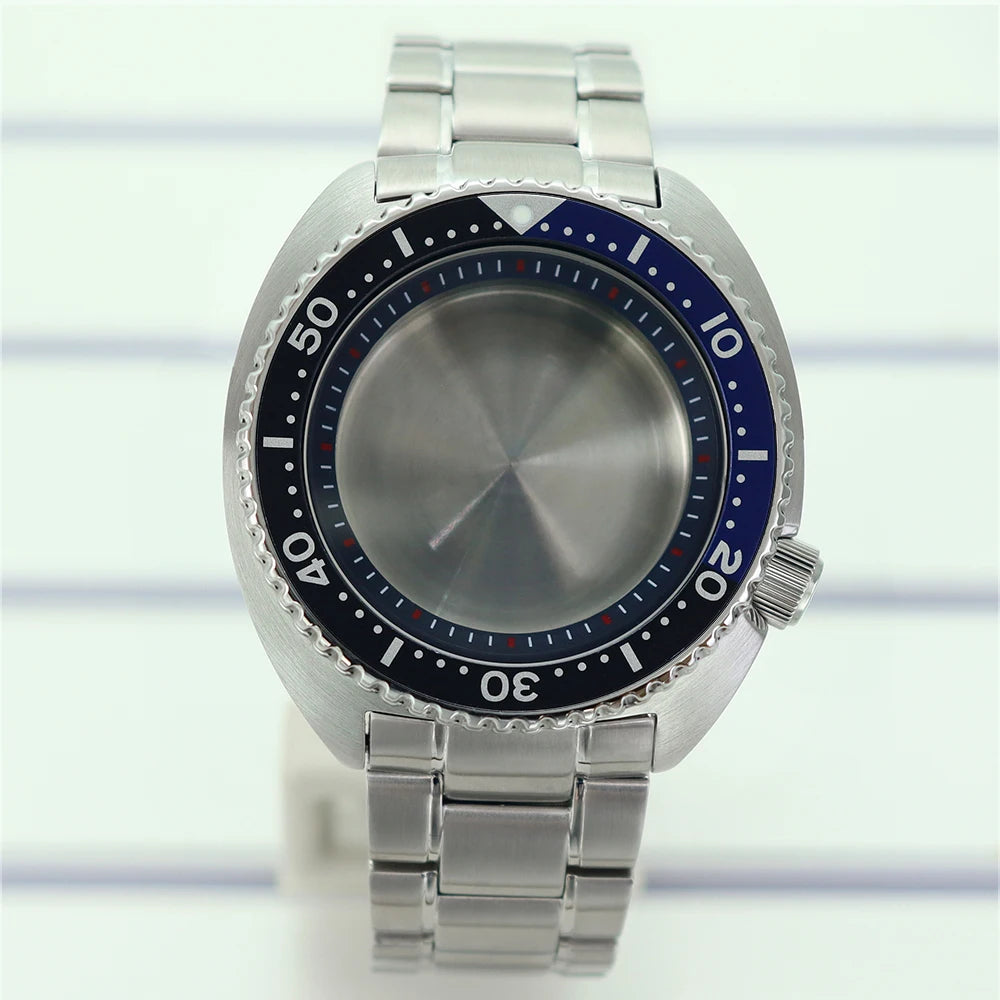 45mm Steel Watch Case Sapphire Glass For Mod skx big Abalone NH35 NH36 NH38