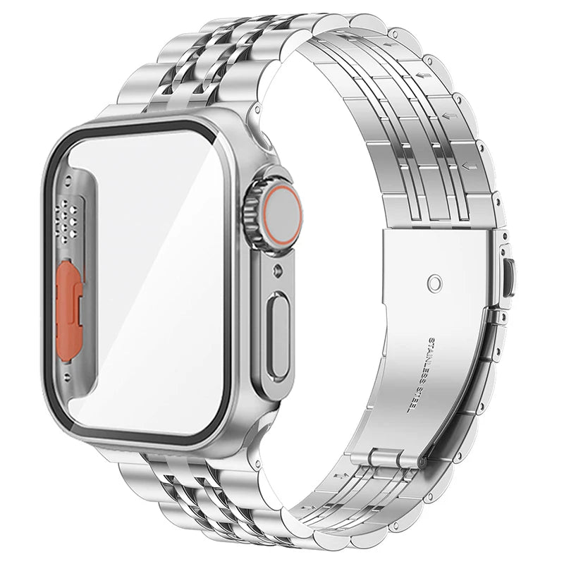 Stainless Steel Strap+PC Cover+Glass for Apple Watch Case Appearance Upgrade