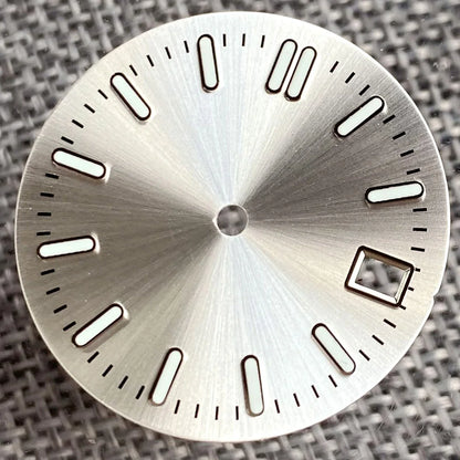 Sterile 29mm Sunray green, blue, grey watch face with silver markers for NH35 NH36 dive pilot watches