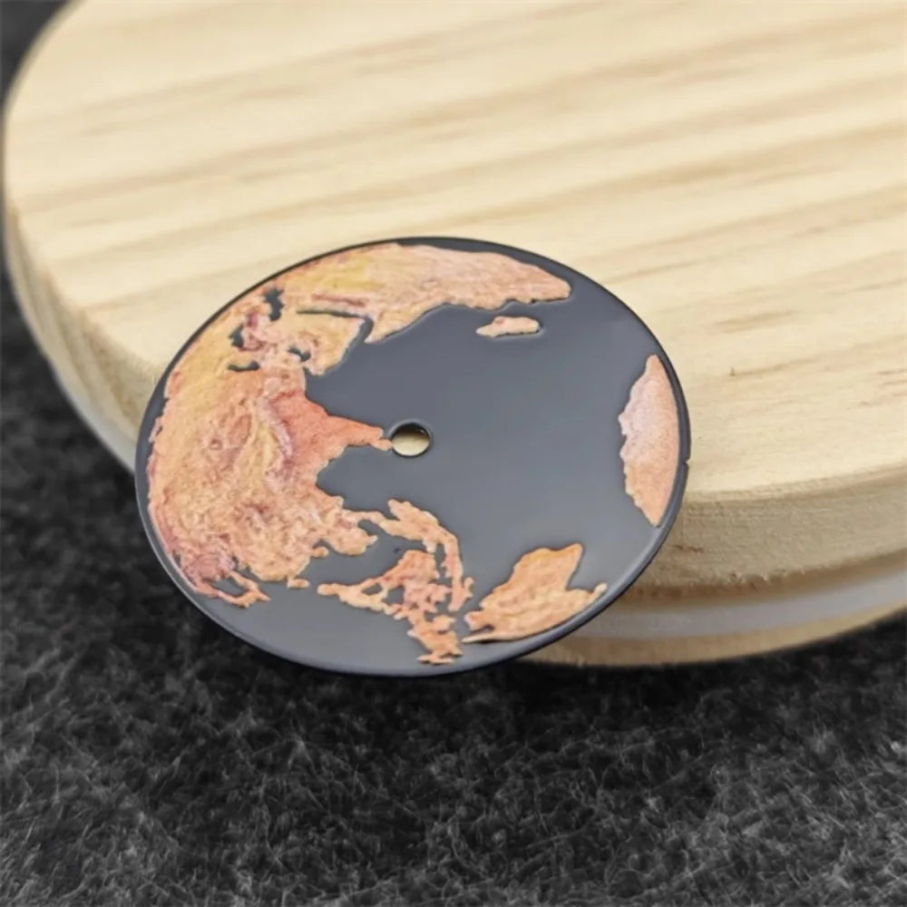 Modified 28.5mm Flame Planet Earth Surface Watch Dial for NH35/NH34 Movement