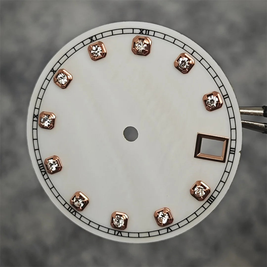 28.5mm Watch Dial / Hands Diamond Inlaid Shell of Pearl Surface for NH35 NH36