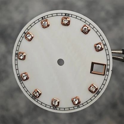 28.5mm Watch Dial / Hands Diamond Inlaid Shell of Pearl Surface for NH35 NH36