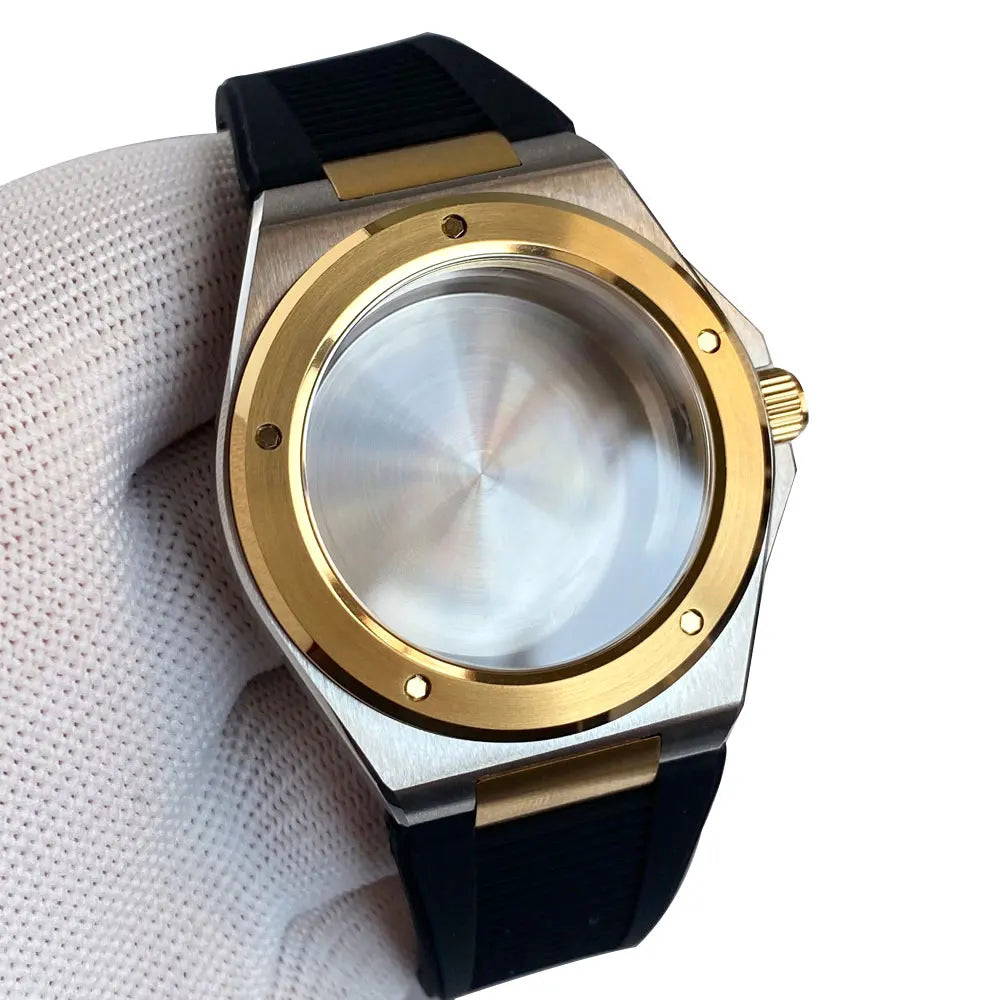 40mm Gold Plated Diving Watch Case with  20ATM Sapphire Glass for NH34 NH35