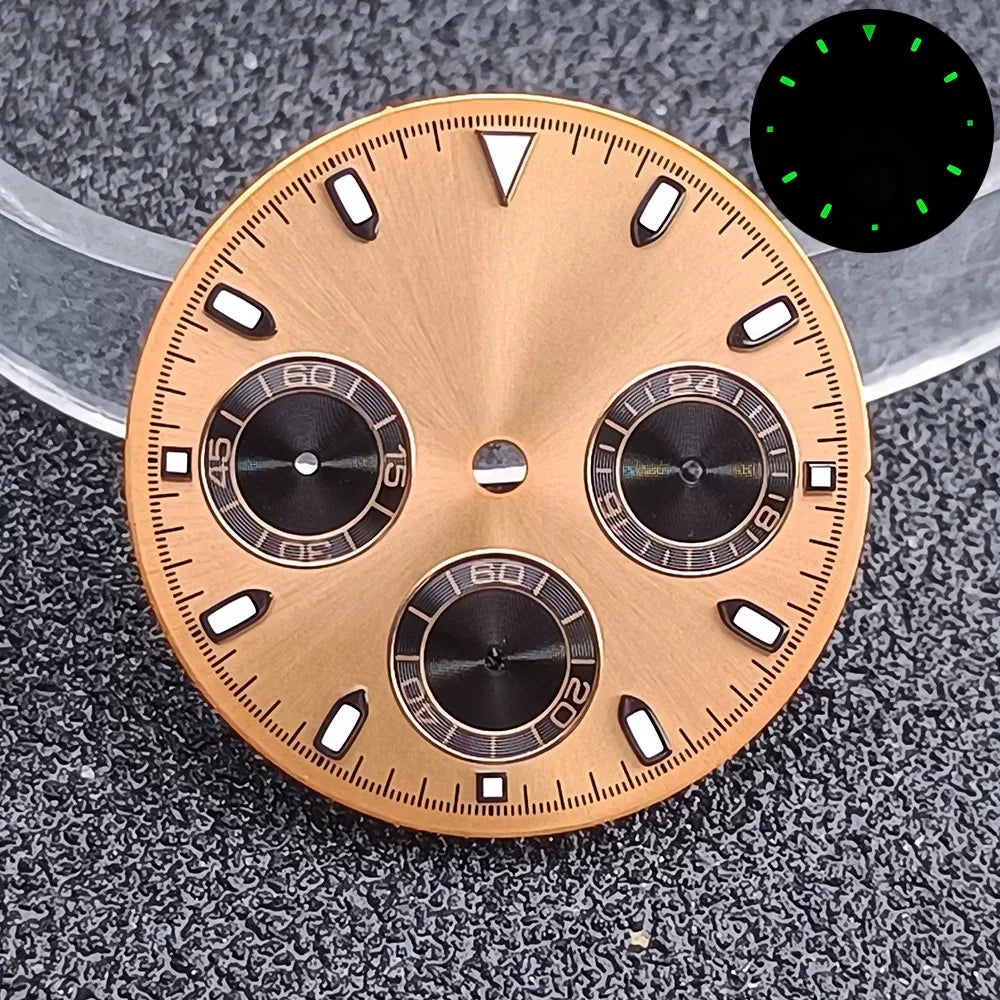 29.5mm C3 Green Luminous Timer Multicolor Watch Dial Suitable For VK63 Movement