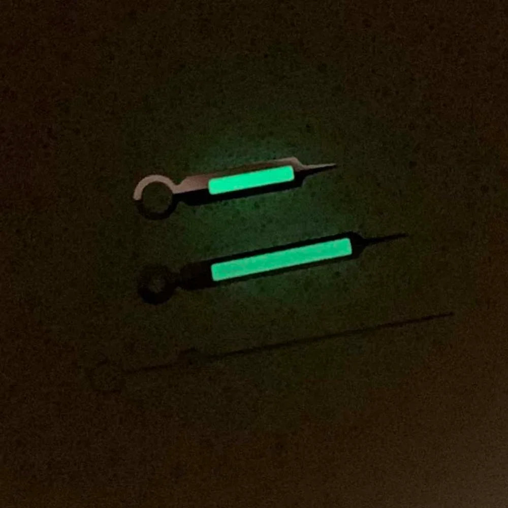 Modified Silvery Hands Green Luminous Watch Hands for NH35/36/4R/7S Movement