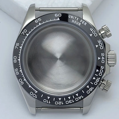 316L Steel 39mm Silver Watch Case Sapphire Glass Ceramic/Steel Bezel Fit VK63