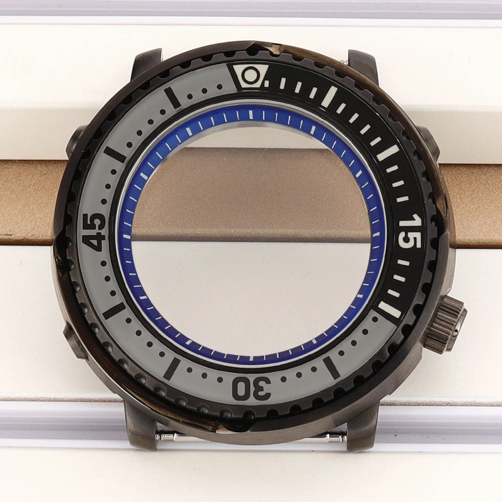 43mm Watch Case For NH34 NH35 NH36 NH38 Tuna Sapphire Crystal Luminous Bezel