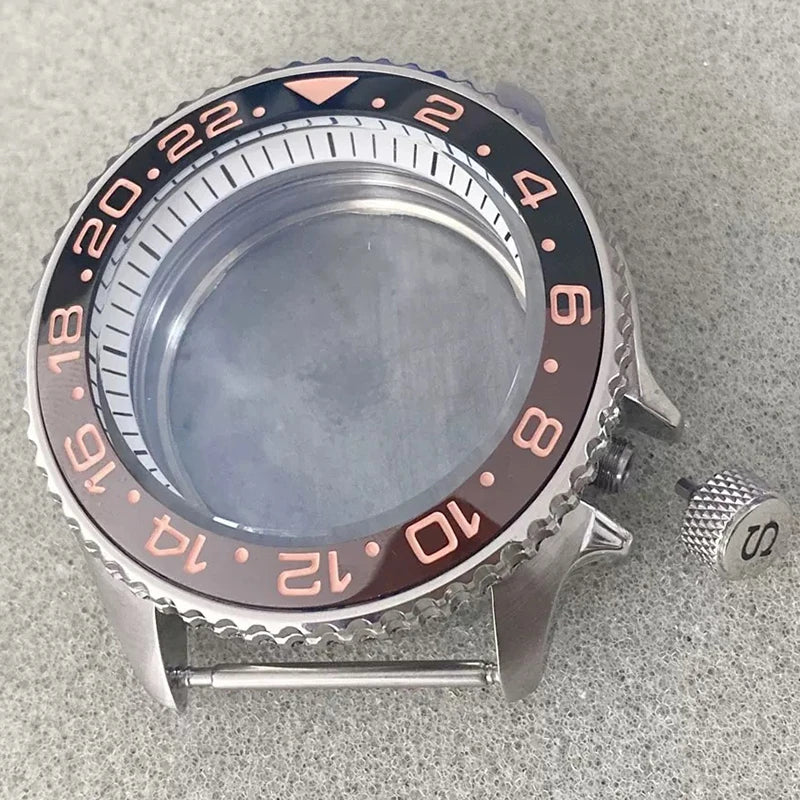 316L Steel 41.5mm 3.8 SKX007 SUB GMT 1-11 Bezel+Ring Watch Case Fit NH35/NH36