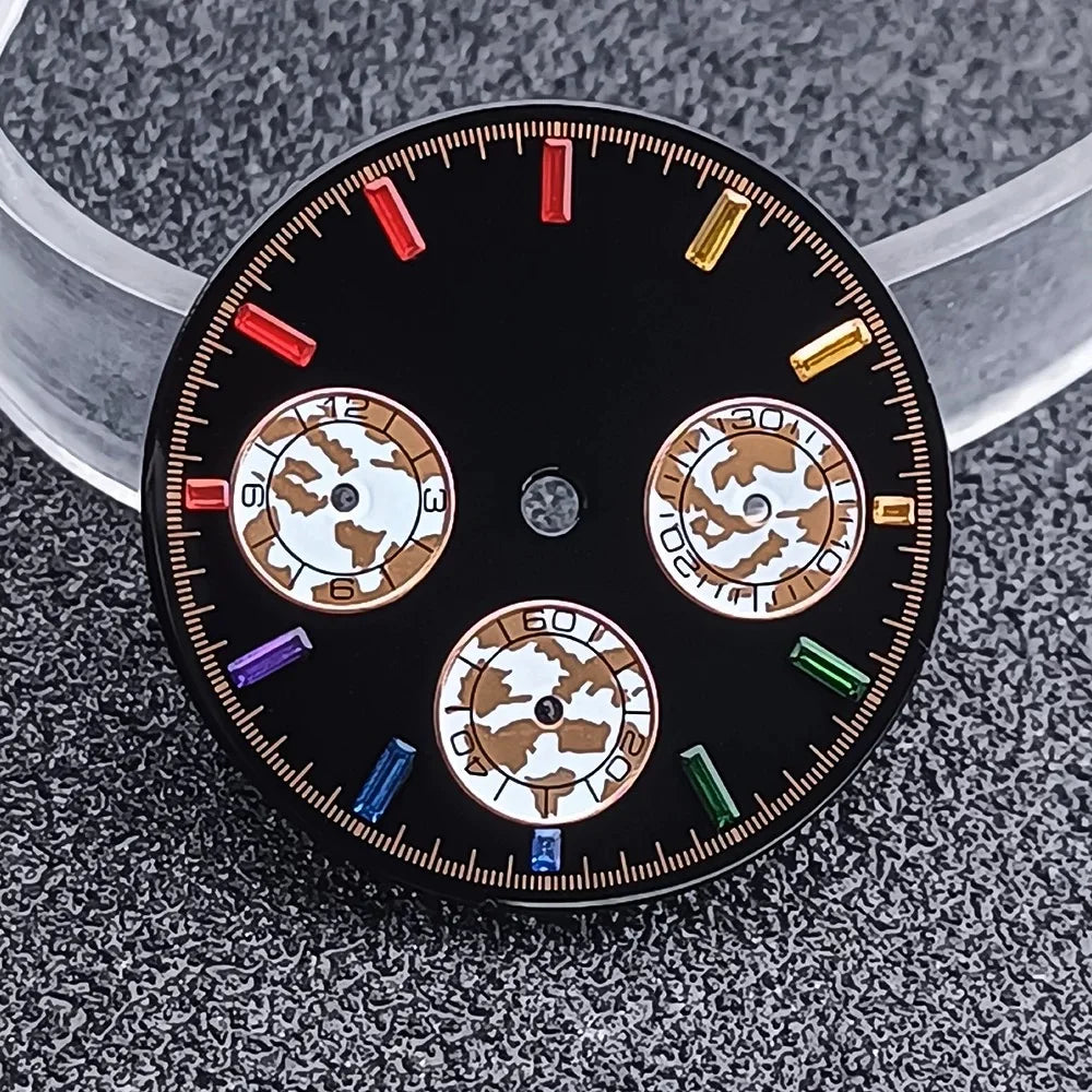 29.5mm C3 Green Luminous Timer Multicolor Watch Dial Suitable For VK63 Movement