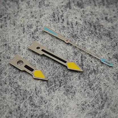 Modified Yellow Blue Silver Trim Hands Watch Hands for NH35/36/4R/7S Movement