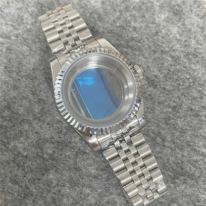 36/39mm Steel Watch Case+Strap for NH35/36 Transparent Back Cover with Watchband