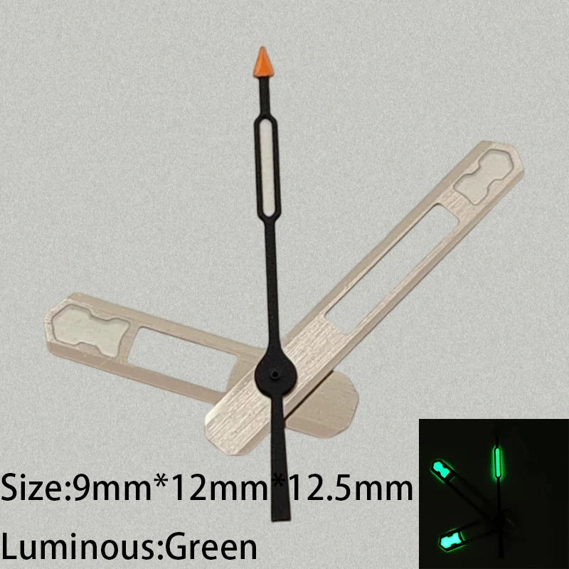Modified Green Luminous Black-Orange Second Hand Watch Hands for NH35/NH36/4R/7S