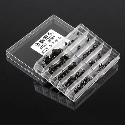 100 stücke 3-8mm Schwarz Edelstahl Quarz Uhr Kronen Kit Set Uhr Reparatur Teile 